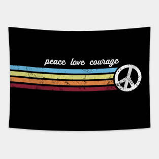 Retro Stripes Peace Love Courage Tapestry