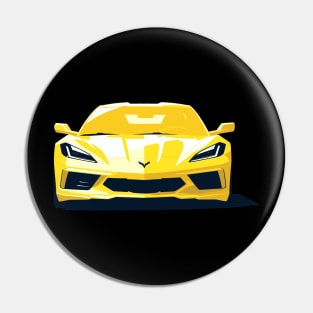 C8 Racing Accelerate Yellow sportscar retro design vintage style supercar Classic car vibes with a white C8 Retro flair for C8 enthusiasts Pin