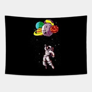 Astronaut With Balloon Planet Funny Space Space Tapestry