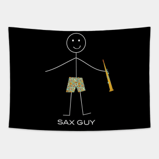 Funny Soprano Saxophone Guy Stick Man Tapestry