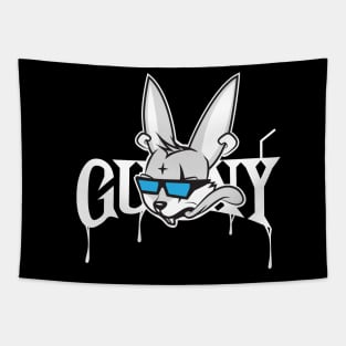 Gunny fox animal cartoon fun cool gangsta black Tapestry