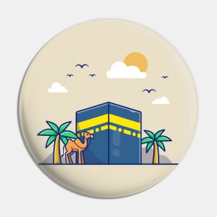 Kaaba Mecca with camel  and palm tree Pin