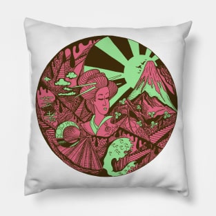 Pink Mint Dreaming of Japan Pillow