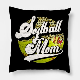 Softball Mom Vintage Leopard Softball Family Matching Pillow