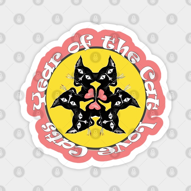 Cute Cat Lovers Black Cats Mandala Magnet by PlanetMonkey