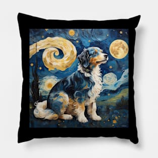 Dog In Starry Night Pillow