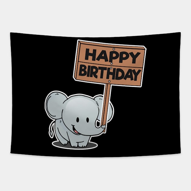 Funny Cute Elephant Birhday Bday Gift Present Child Kids Tapestry by Kuehni