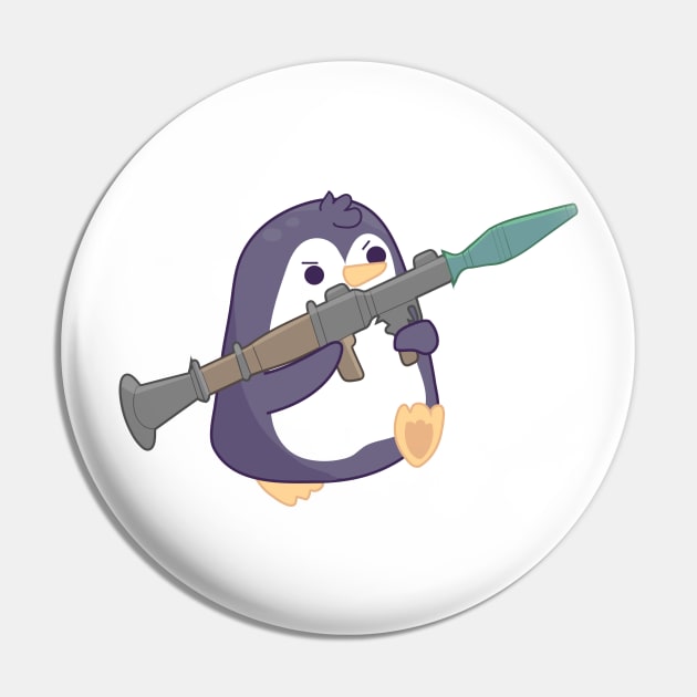 Penguin with a rocket launcher Pin by FungibleDesign