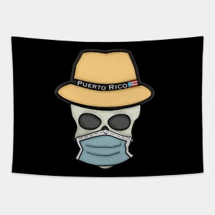 Puerto Rico Boricua Masked Skull Fedora Hat Tapestry