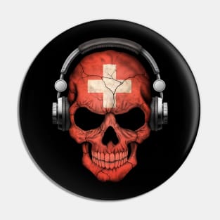 Dark Skull Deejay with Swiss Flag Pin
