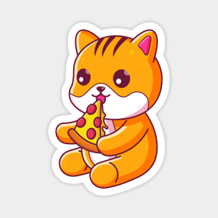 Cute cat eating pizza Magnet