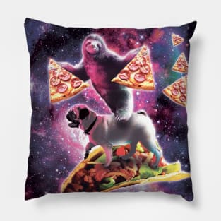 Space Sloth With Pizza On Pug Riding Taco Pillow