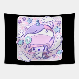 Cute zombie unicorn bubble head cutie Tapestry