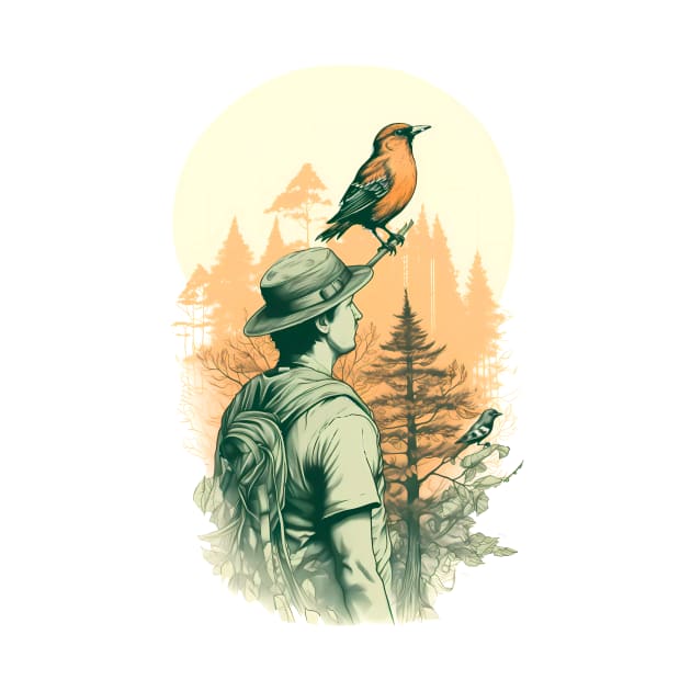 Men, bird,  forest by NemfisArt