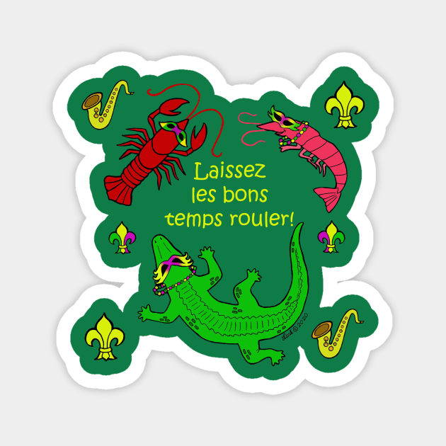 Mardi Gras Critters Magnet by HonuHoney