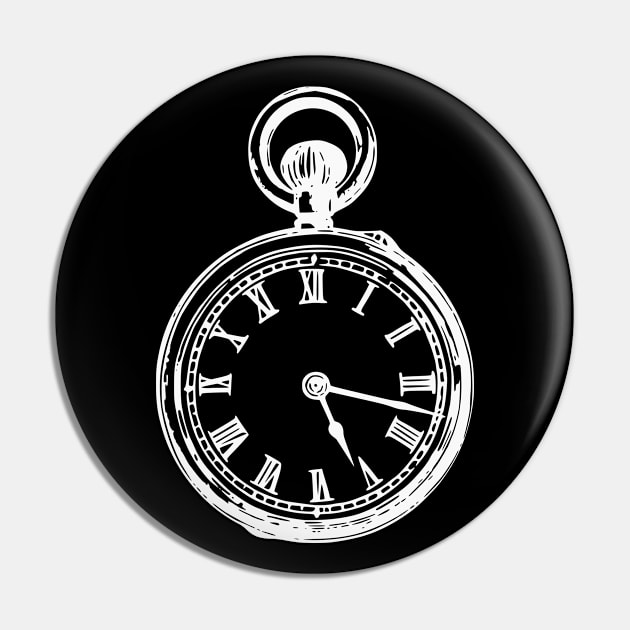 White Vintage Pocket Watch Pin by Vintage Boutique