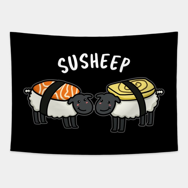 Susheep Cute Sushi Sheep Pun Tapestry by punnybone