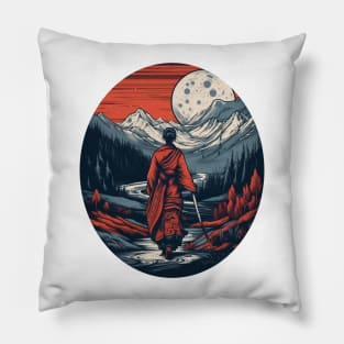 Woman walking with sword Pillow