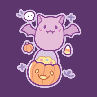 Cute Bat With Pumpkin Halloween T-Shirt