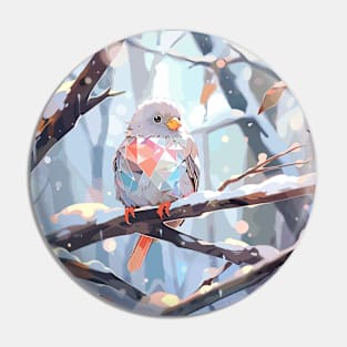 Bird with colorful belly in a winter forest Pin