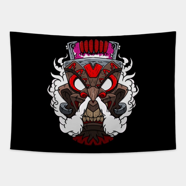 Tribal mask with vape RDA Tapestry by Snag_artconcept