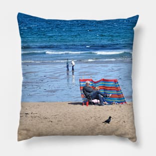 The beach at Coldingham Bay, Scotland Pillow