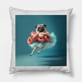 Pug Dog Dancing Ballerina TuTu Pillow