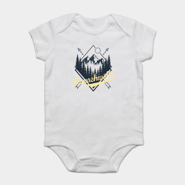 Outdoor Themed Camping Shirt Massachusetts State Onesie