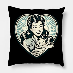 Vintage Motherhood Love Heart Symbol of Maternal Affection Pillow