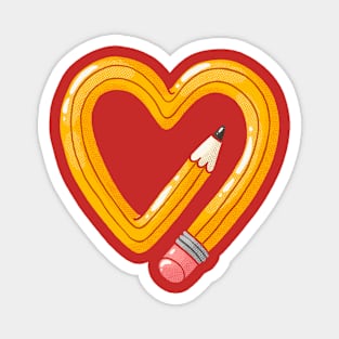 Yellow Pencil Heart Magnet