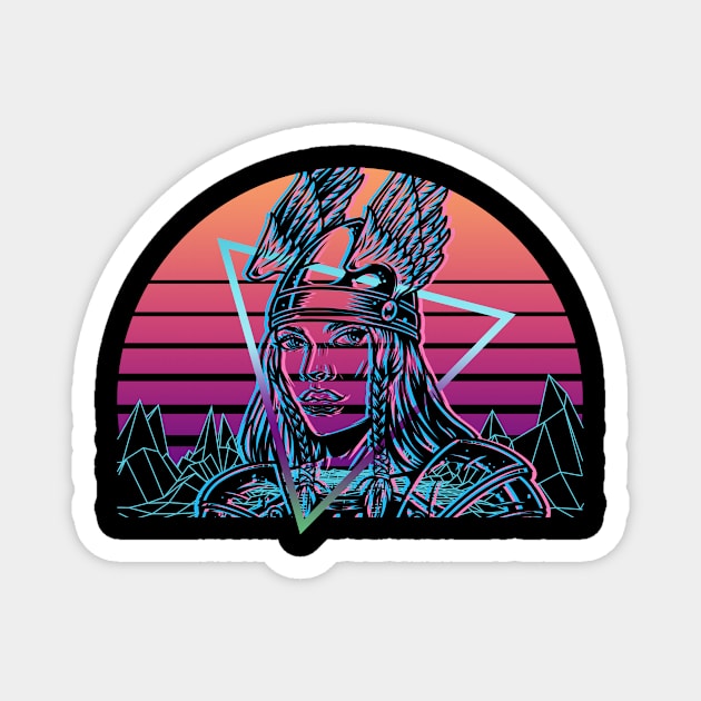 Valkyrie Viking Vaporwave Aesthetic Retro Gift Magnet by Alex21