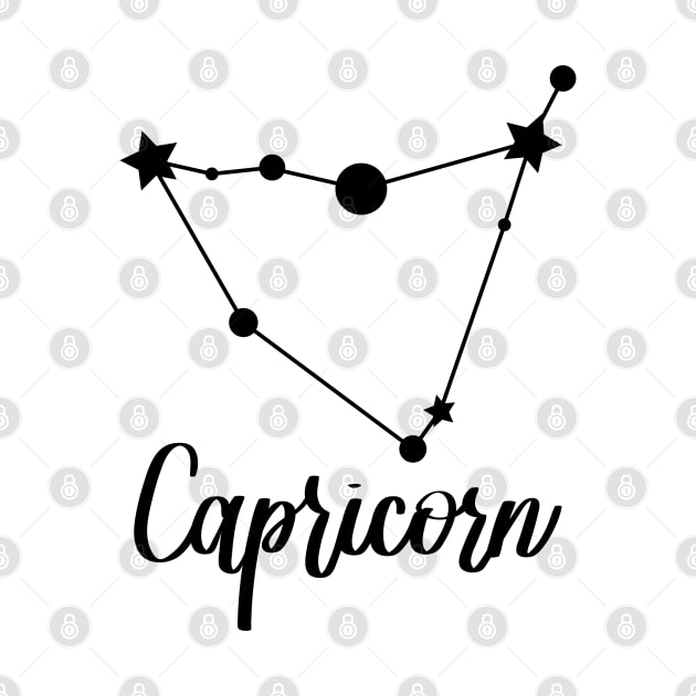 Capricorn Zodiac in Black by Kelly Gigi