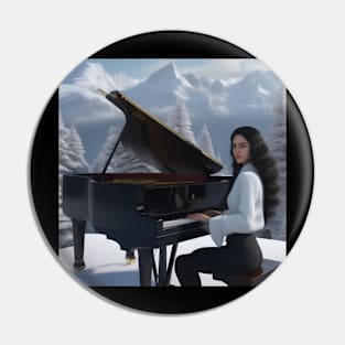 A Female Pianist Playing The Piano On Mt. Blanc In Switzerland Pin