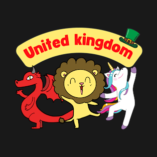 United Kingdom Animals party lion dragon unicorn T-Shirt