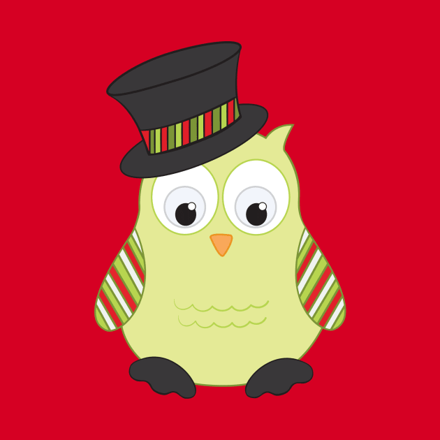 Cute Owl in Top Hat by painteddreamsdesigns