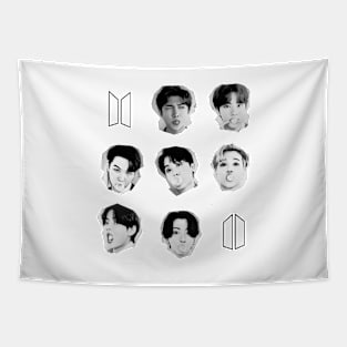 BTS Bubble Gum faces with logo | Group photo Tapestry