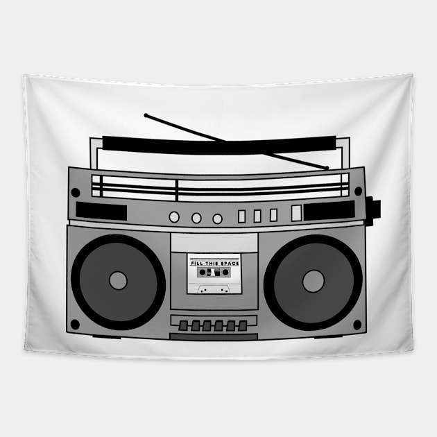 Retro Boom Box 'FILL THIS SPACE' Tapestry by AYar