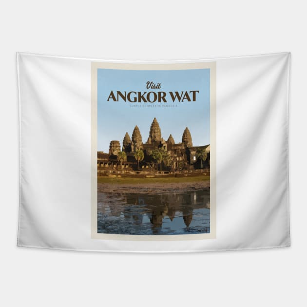 Visit Angkor Wat Tapestry by Mercury Club