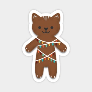 Gingerbread Candy String Lights Cat Magnet