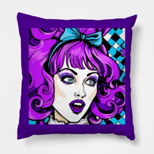 Purple Alice in Wonderland with Pattern Pillow