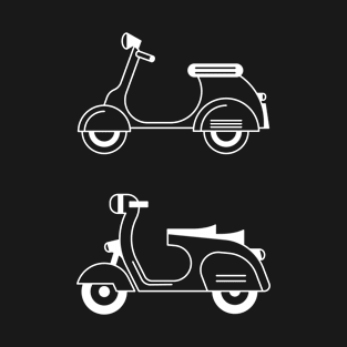 Illustration of two stylized black and white scooter (motorcycle) T-Shirt