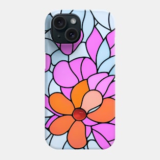 Pink and White Orchid Flower Abstract Art - Stained Glass Phone Case