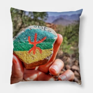 Amazigh/berber Flag Painted on Stone Pillow