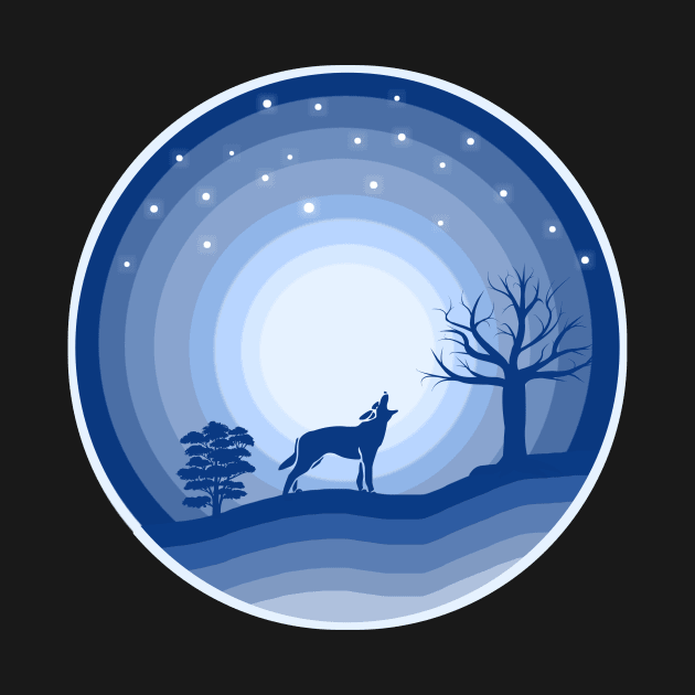 Moonlit Serenade - Majestic Wolf Howling in the Starry Night by Salaar Design Hub
