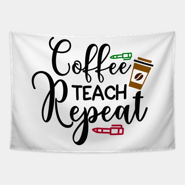 coffee teach repeat Tapestry by DarkTee.xyz