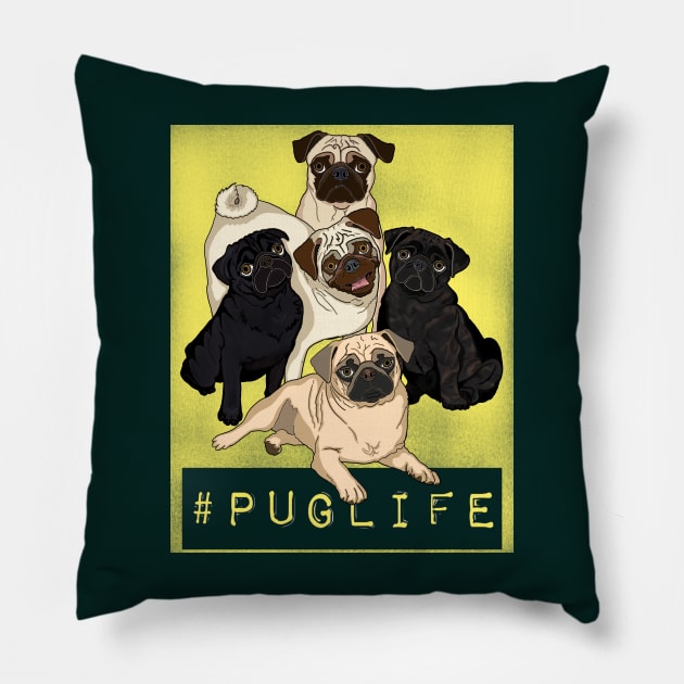 #PUGLIFE Pillow by FivePugs