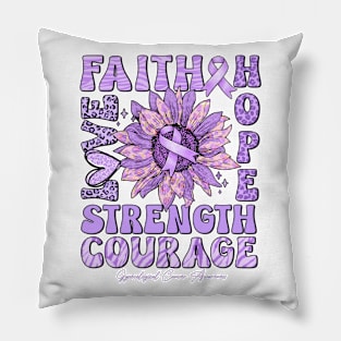 Gynecological Cancer Awareness - Sunflower strong faith love Pillow