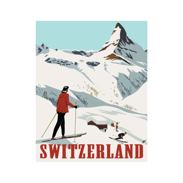 Original Switzerland Vintage Style Travel Poster by Terrybogard97