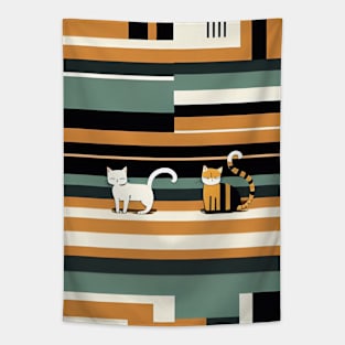 Abstract Cat Stripes: A Whiskered Tapestry of Colors Tapestry