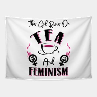 This Girl Runs On Tea and Feminism Tapestry